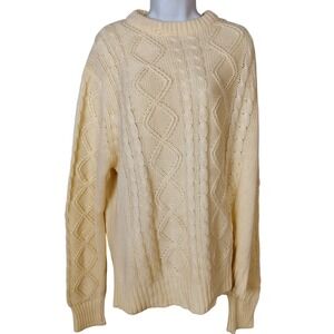 Vintage Anderson Little Cream Yellow Cable Knit Sweater Crewneck Mens XL 25x29